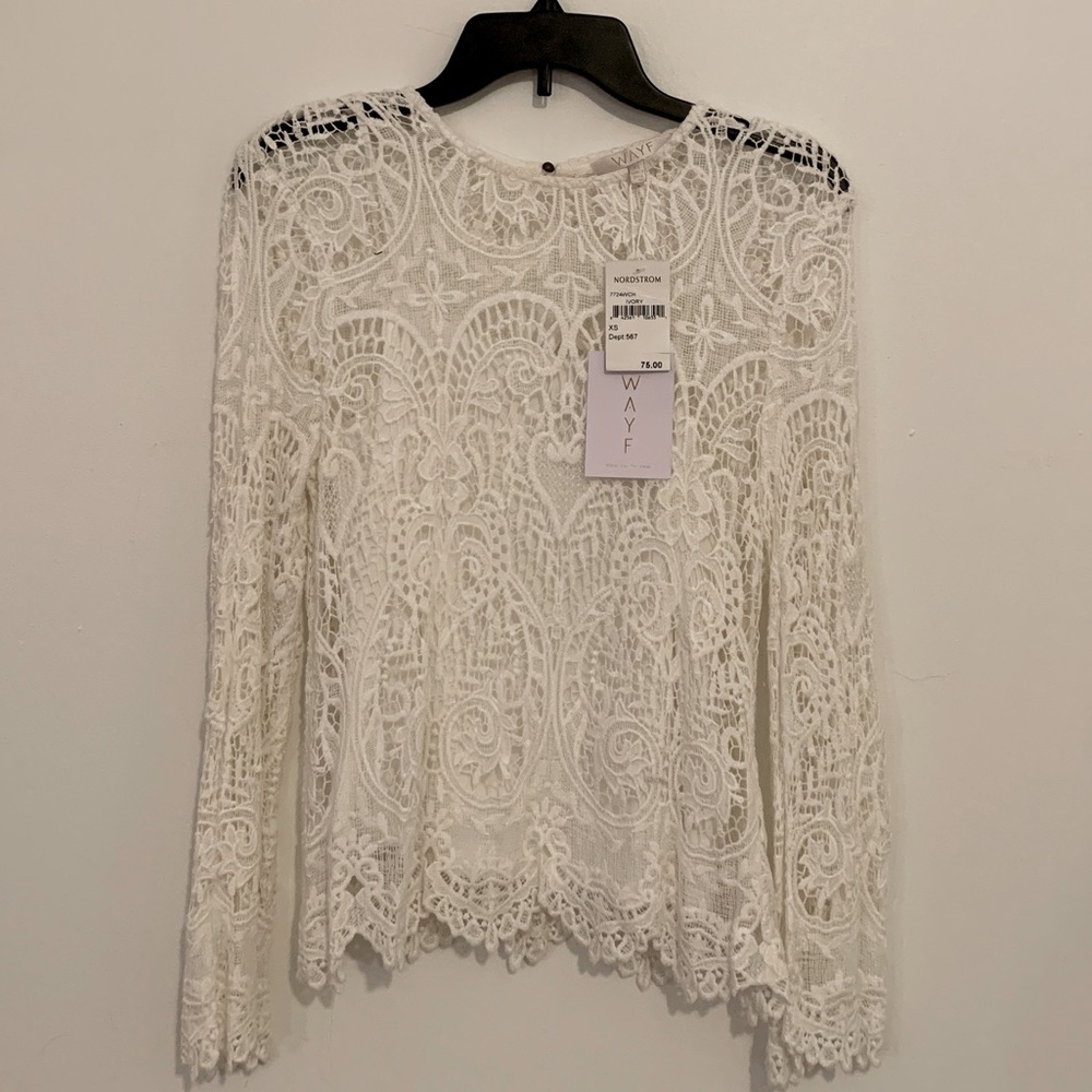 WAYF white sheer lace top over white tank (all together) size XS